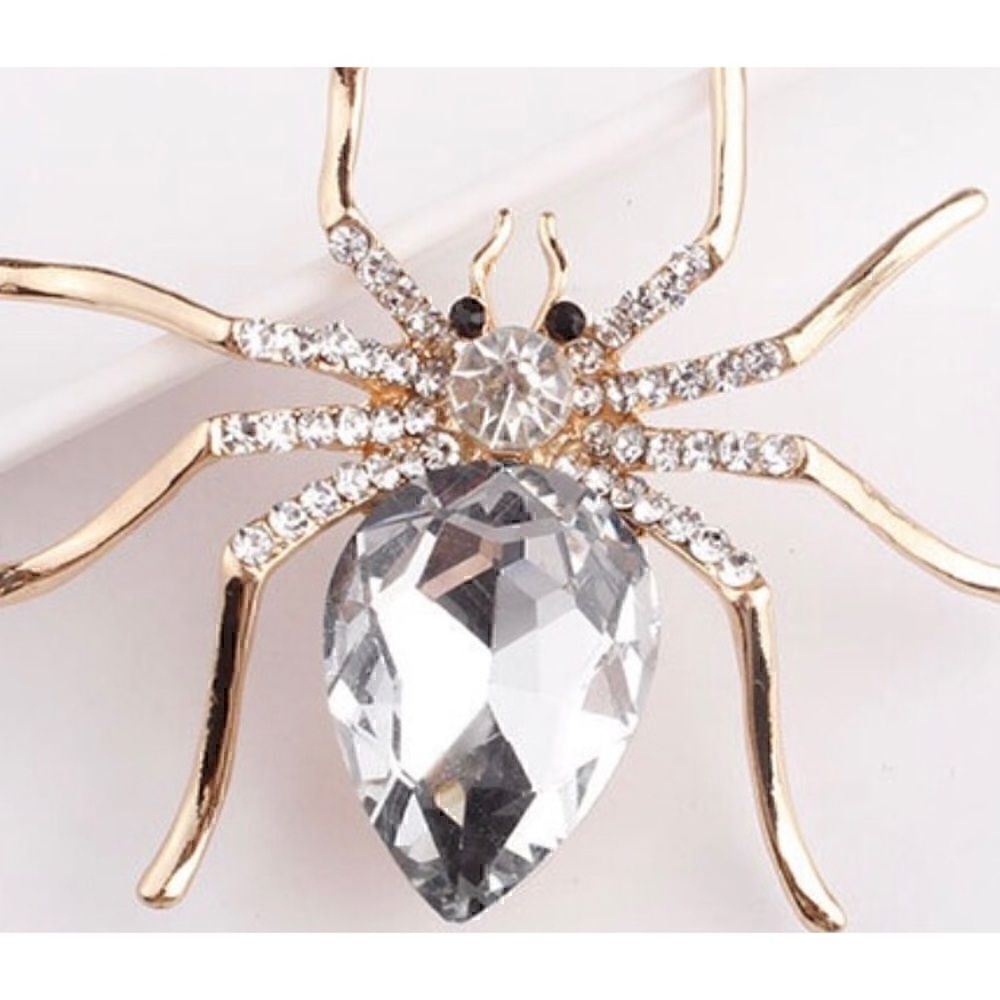 🖤 Betsey Johnson New crystal embellished silver spider brooch 🖤